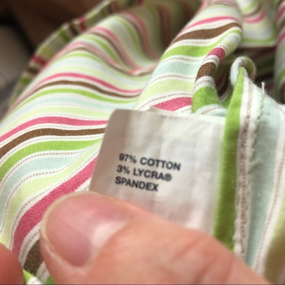 Gap Preppy Stretch V Neck Striped Button Down Oxford - Picture 6 of 7